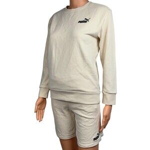 Puma 2 Piece Girls Medium 10/12 Tan Pull Over Sweatshirt & Jogging Shorts New